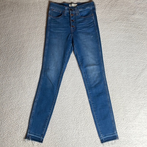 Madewell Denim Jeans Button Fly Raw Hem 10” High Rise Skinny Size 26 - Picture 1 of 10